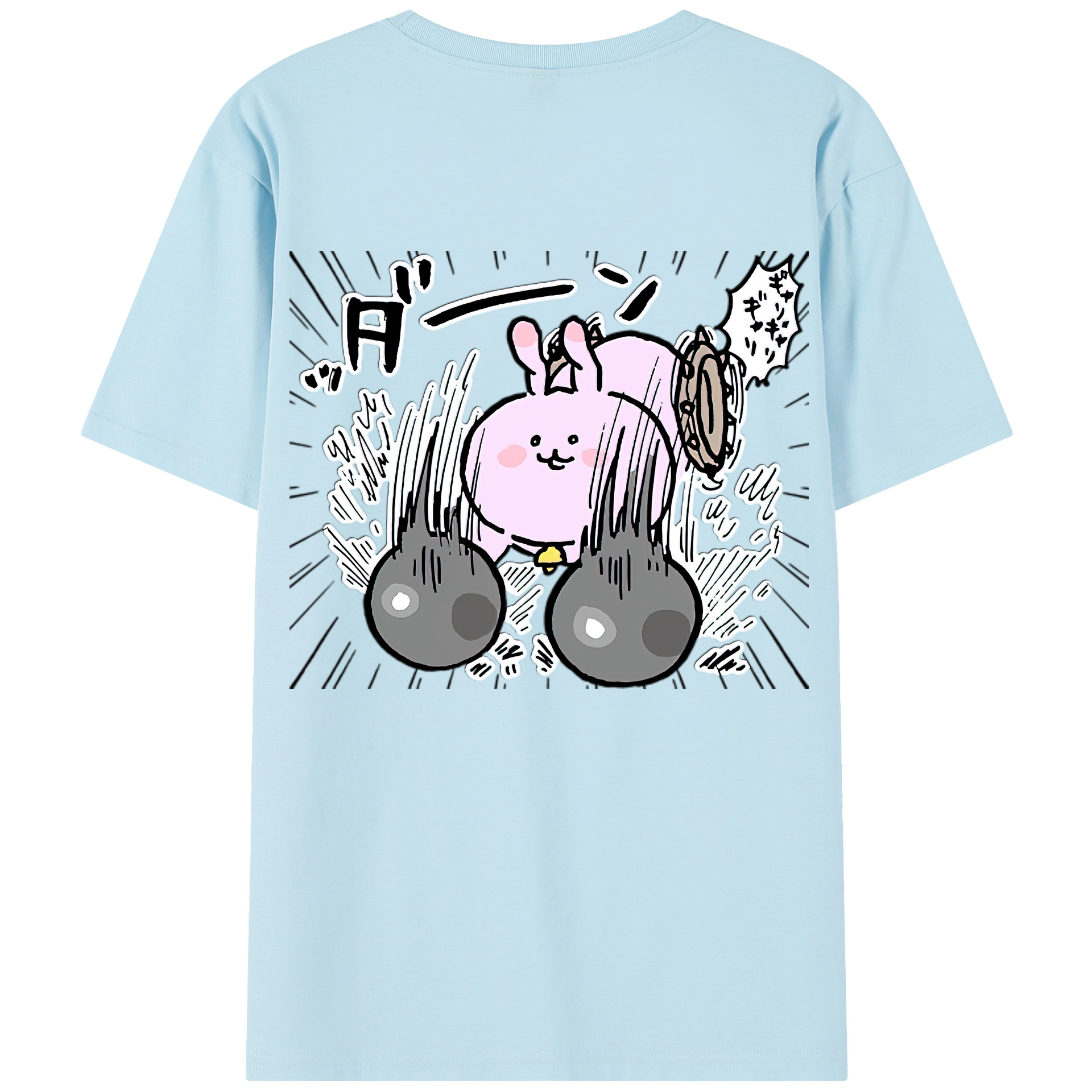 （画像用） ちいかわ うさぎ Chii-kawa usagi 綿100％半袖Tシャツ（背面プリント）